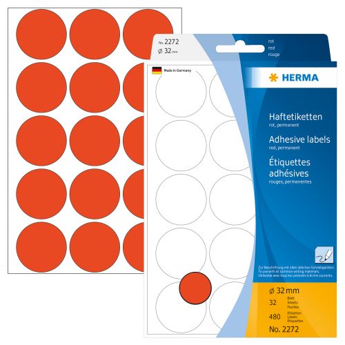 ETIQUETA HERMA VERMELHO REF.2272 32MM , HERMA , ETIQCARHER068 , 4008705022729